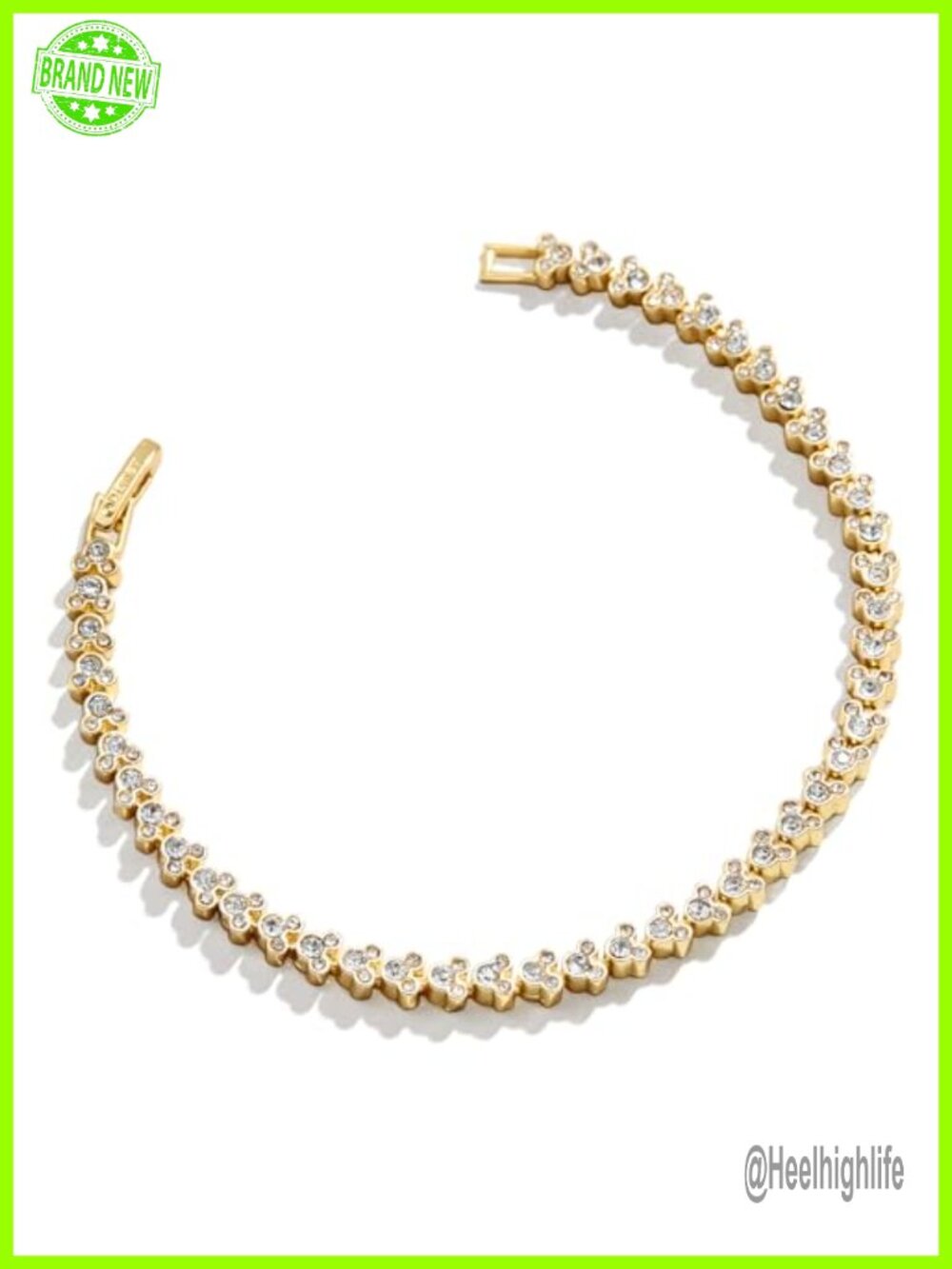 Mickey Mouse Disney Repeating Tennis Bracelet Gold Plated